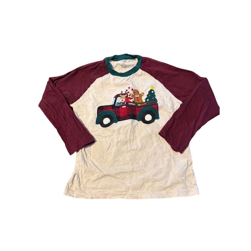 Christmas Truck with Reindeer and Gingerbread man Long Sleeve Shirt